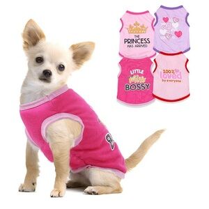 4 Pieces Dog Clothes Small Dogs Girl Chihuahua Clothes Cute Pink Puppy